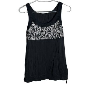 Lululemon Hustle & Bustle Leaf Print Tank in Pretty Palm Black Angel Wing, US 6
